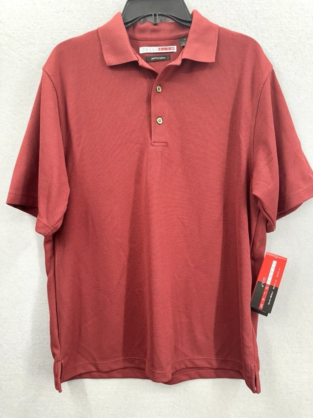 NWT Grand Slam M Mens Polo Shirt Red Mesh Performance Moisture Wicking Golf New